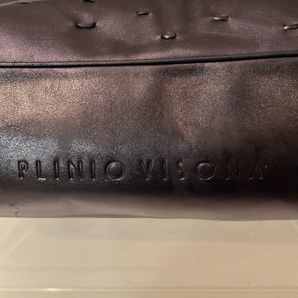 Plinio Visona vintage black leather bag with bamboo like handles - Picture 4 of 6